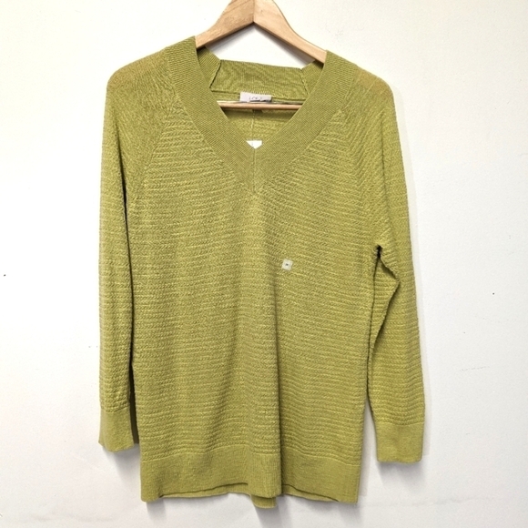 Nwt Loft Outlet Lime Green V Neck Summer Cotton Sweater M - Picture 3 of 12